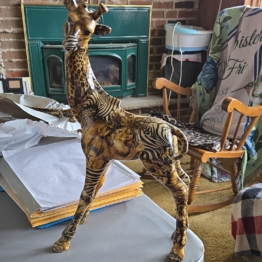 Artistic Giraffe Sculpture - Brown and Black